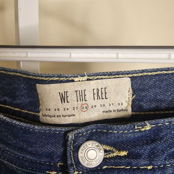 Free People We The Free Size 28 Raw Chewed Hem Distressed Button Fly Denim Jeans - Picture 5 of 15